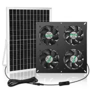 25W Solar 4 Fan Kit for Outdoor Greenhouse, Solar Powered Vent Exhaust Ventil...