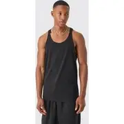 Mens Black Regular Fit Basic Racer Back Vest