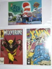 VINTAGE, 3 x POST CARDS, "WOLVERINE, X-MAN & CAT In the Hat," New (c) 2002