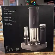 Rabbit Pro Electric 7 Pc. Wine Set Corkscrew, Aerator, Stoppers - Rechargeable