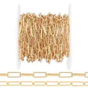 5M/Roll Flat Oval Soldered Brass Paperclip Drawn Elongated Cable Chains 10x3.6mm