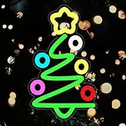 Christmas Light Up Neon Sign - Dimmable Christmas Green Tree Neon Light Sign Window Lights, USB Powered Light Up Merry Christmas Neon Light Sign for Xmas Holiday Decor Gift (Christmas Tree)