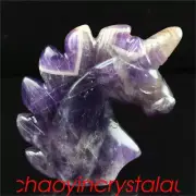 1pc Natural dreamy amethyst unicorn skull quartz crystal carved healing 2''