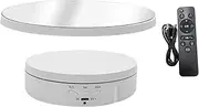 Folpus 360 Degree Turntable Display Stand, Photography Turntable Mirror Cover, Rotating Platform, Electric Turntable for Video, Jewelry,Photography, White