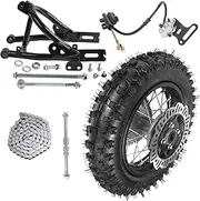 YC Yier 3.00-10 Dirt Bike Tire, 3.00-10 Tire 10" Rear Wheel Tire Assembly 1.6x10 Rim,12mm Axle, 420 Chain Sprocket and Swing Arm Kit for CRF50 XR50 SSR Apollo Taotao 70cc 90cc 110cc Pit Dirt Bike