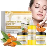 Generic Turmeric Glow Combo Skincare Set, Face Wash, Face Cream, Turmeric Glow Scrub, Skin Firming Natural Exfoliation Hydration, For All Skin Types