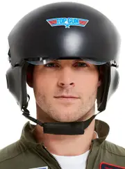 Deluxe Black Top Gun Pilot Costume Helmet