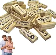 48 PCS Naughty Block Tower Game, Couples Tower Stacking Blocks, Valentine Stacking Blocks Game, Wooden Couple Games for Adults(English)