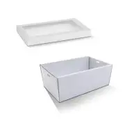 30 X White Disposable Catering Grazing Boxes Trays With Clear Frame Lids - Small