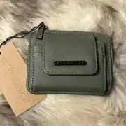 NWT Steve Madden Bharpe Card Case Wallet - Beautiful Olive & Gunmetal Hardware