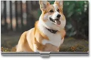 [RKJVB] Business Card Holder Dog Corgi Slim Business Card Case Professional Name Card Holders Purse Name Card Organizer Minimalist Pocket Card Cases for Men Women