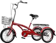 Three Wheel Bike, 16in Adult Tricycle High Carbon Steel Frame 3 Wheel Bikes with Large Basket for Seniors Women Men Outdoor Sports Cycling Pedalling