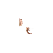(W) Pandora Floating Curved Feather Stud Earrings Rose Gold Plated Clear