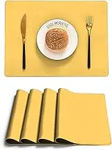 Silicone Placemats for Dining Table, Heat Resistant Table Placemat Set of 4, Yellow