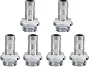 Barb Connectors 6 Pieces PC Water Cooling 2 Touch Connector G1 / 4 Threaded Nozzle Connector for Pipe, Stainless Steel (9 mm)