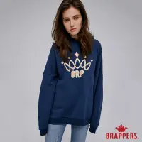 在飛比找Yahoo奇摩購物中心優惠-BRAPPERS 女款 手繪感LOGO連帽上衣-深藍