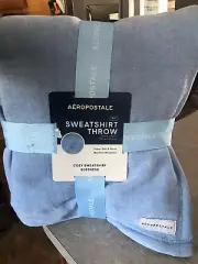 Aeropostale Sweatshirt Super Soft Plush & Cozy Blue Throw Blanket 50" x 60" NEW