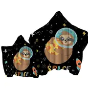 Funny Astronaut Sloth in Space Towel with Hood