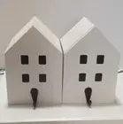 TWO RUSTIC FARMHOUSE SHELF SITTER HOOKS WHITE
