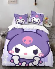 o658 Cartoo-n Bunn-y 3-Piece Bed- Set Warm- and- Comfort Kawaii Bedd-ing Set C-ute Soft Microfib-er Bedc-loths for -Boys Girls Kids (1 Duvet Cover -&
