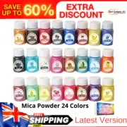 Mica Powder 24 Colors(10G/0.35Oz Each)Set for Epoxy Resin, Soap Making, Bath