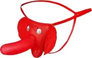 [Gushijieju] Mens Lingerie Elephant Trunk Thong for Men G-String Funny Christmas Valentine's Day Gifts Ideas Red, Red, One Size