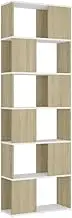 Bookcase Room Divider - Engineered Wood Book Cabinet in White & Sonoma Oak (60x24x186 cm) | Space-Saving Standing Shelf for Small Spaces, Living Room & Office