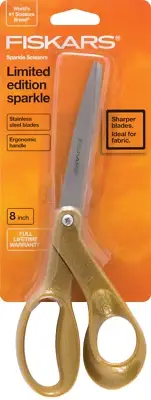 Fiskars Premier 8in Bent Fashion Deco Scissors Limited Edition - Gold Sparkle 03