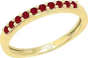 [Dazzlingrock Collection] Round Gemstone Wedding Anniversary Stackable Band, 10K Yellow Gold