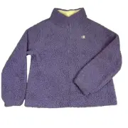 Champion Women’s Half Zip High Pile Teddy Jacket Purple Size L NWT