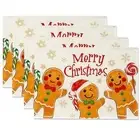 4PCS Xmas Trees Snow Pink Christmas Placemats Winter Table Mats for Kitchen4793