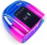 Bouzaak 96W Rechargeable Cordless UV LED Nail Lamp, Portable Nail Polish Curing Lamp with LCD Display Auto Sensor, 4 Timer Setting and Smart Sensor Nail Dryer (Blue)