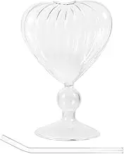 Heart Shaped Cocktail Glasses Set Wine Goblet Straws Elegant Party Goblet Decorative Glass Cups for Bar Wedding Home Decor