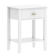 Side Table Sofa Bedside Table 1 Drawer 1 Shelf Storage Living Room White