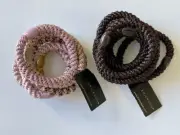 L. Erickson Cotton Candy ~ Espresso Pony Tail Holders 2-PK Set of 8 New FreeShip