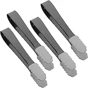 4pcs Mini Stainless Steel Ice Tongs Silicone Sleeve for Candy Sugar Ice Cubes Kitchen Tool Multi-Function for BBQ Picnic Camping
