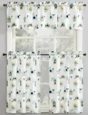 3pc. Curtains Set:2 Tiers (27"x36") &Valance (54"x14")BIRDS & BIRDHOUSE,CHIRP,LC