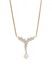 Nadri Sav Cubic Zirconia Cluster & Cultured Freshwater Pearl Lariat Necklace in 18K Gold Plated, 16-18