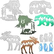 AFUNTA Cutting Dies for Card Making, Polar Bear Elk Christmas Metal Cutting Dies Wolf Penguins Card Making Accessories DIY Cutting Dies for Scrapbooking 4 Pieces