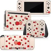 TACKY DESIGN Strawberry Skin Compatible with Nintendo Switch Skins Decal, Switch Stickers Vinyl 3m, Kawaii Cream Pastel Full Cover