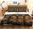 3D Peacock Feather ZHUA273 Bed Pillowcases Quilt Duvet Cover Set Queen King Amy