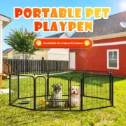 Dog Playpen 8 Panels Fence Pet Play Pen Dog Cat Exercise Puppy Kennel Cage Yard
