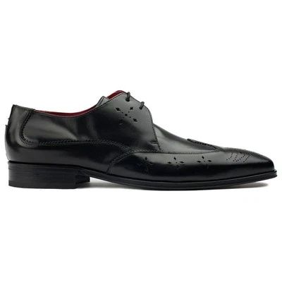 Jeffery West Mens Arrow Head Brogue Shoes Black