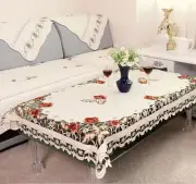 Floral Embroidered Lace Tablecloth Dust-Proof Table Cloth Fabric Table Cover