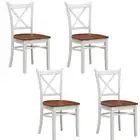 Lupin Dining Chair Set of 4 Crossback Solid Rubber Wood Furniture White Oak Diva