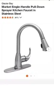 Glacier Bay Hd67551-1304 Kitchen Faucet With Pull Down Sprayer + Soap Dispenser
