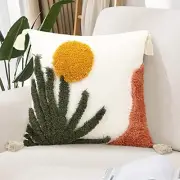 Boho Throw Pillow Covers 18x18 Tufted Decorative 18" x 18" (Pack of 1) A
