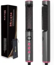 Micsta Hair Straightener Brush and Curler 2 in 1,Negative Ion Heated Round Br...