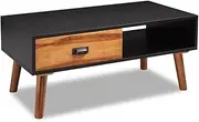 [vidaXL] Scandinavian Style Coffee Table- Solid Acacia Wood and MDF- Rectangular Shape- Easy Assembly- Storage Space Included