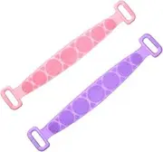 HONMEET 2pcs Silicone Exfoliating Body Scrubber Towels Long Strip Rubbing Mud Shower Towel for Back Cleansing Pink Purple Bath Tool for Smooth Skin